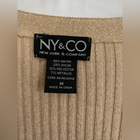 NY&CO Women’s Gold and Shimmer Cardigan (Size: M) - Picture 2 of 6